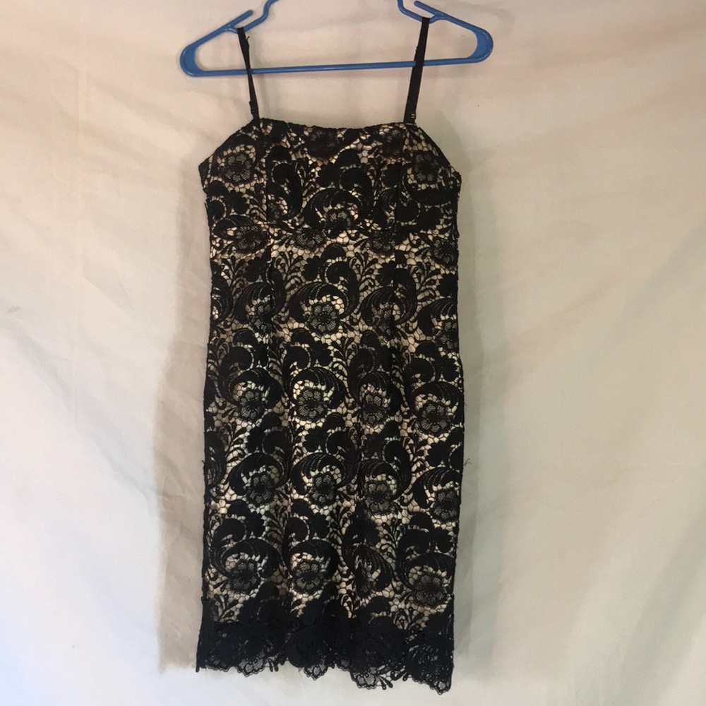 Black and gold lace dress
